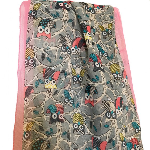 Шифоновый шарф с совами