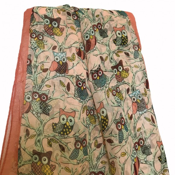 Шифоновый шарф с совами