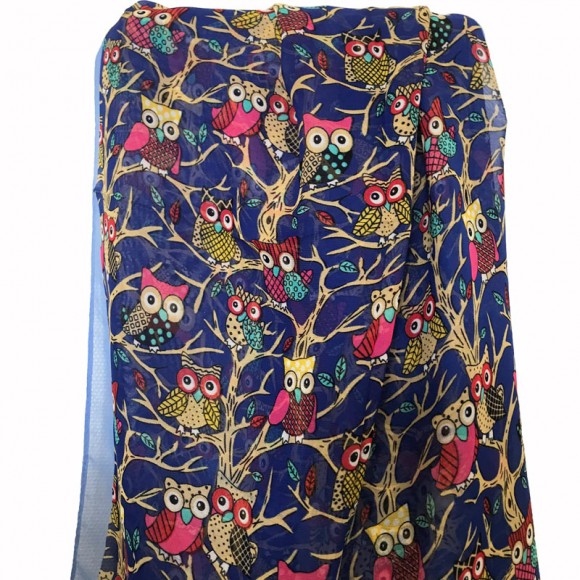 Шифоновый шарф с совами