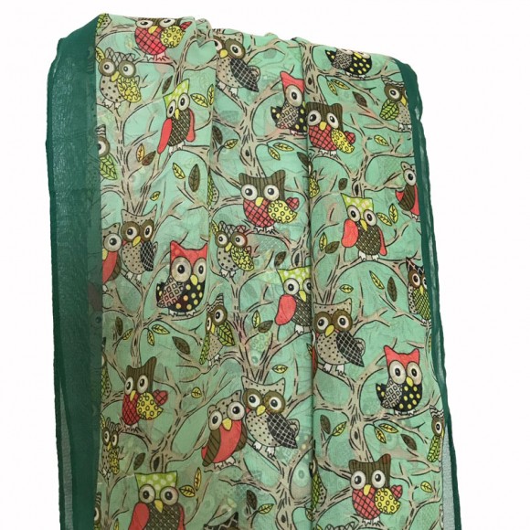 Шифоновый шарф с совами