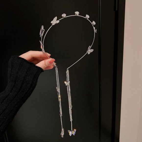 Обруч на голову кристальные нити Бабочки