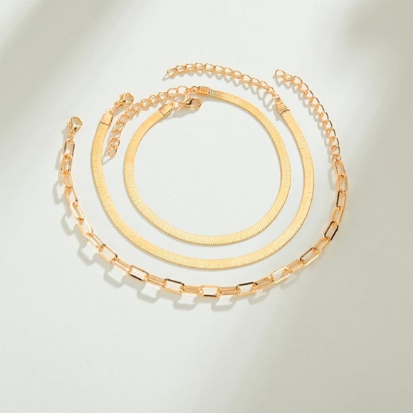 Тройной браслет цепочка на ногу Тройной браслет цепочка на ногу