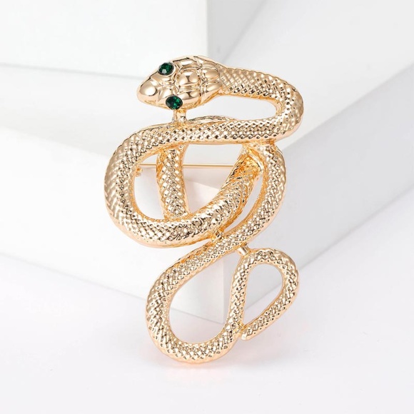 Брошь Змея классик золотистая