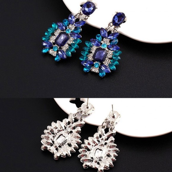 Сережки довгі з синім камінням