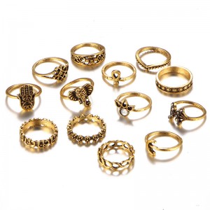 Кольца на фаланги пальцев Boho Midi (набор из 13 штук)