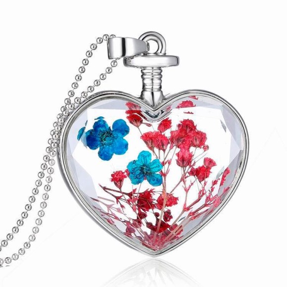 Кулон серце Пляшечка з польовими квітами