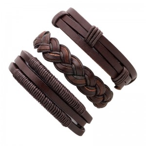 Кожаный браслет Brown (набор из 3 штук) Кожаный браслет Brown (набор из 3 штук)