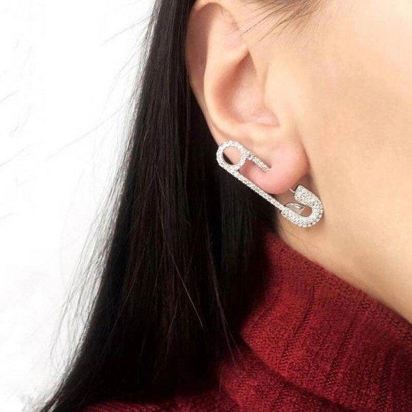 Серьги булавки циркон