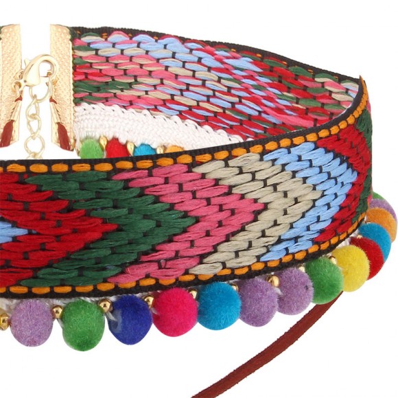 Чокер на шию Різнокольорові помпони