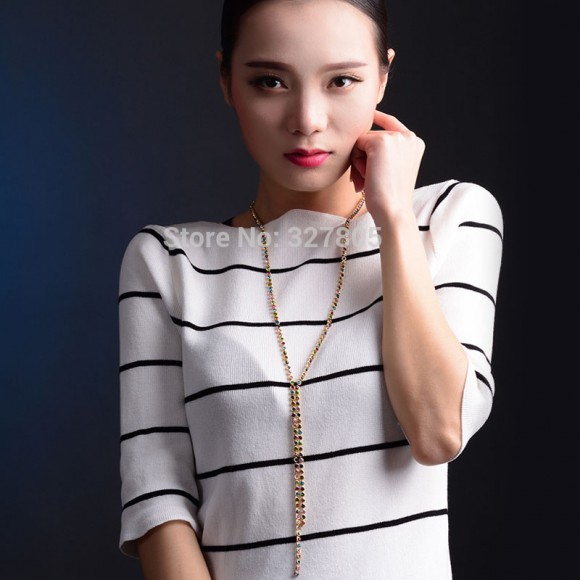 Довге кольє з кристалами сваровські Rainbow