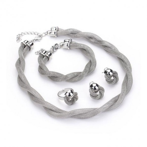 Набор украшений: колье, кулон, серьги, браслет Воздушная цепь Набор украшений: колье, кулон, серьги, браслет Воздушная цепь