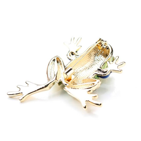 Брошь зеленая лягушка