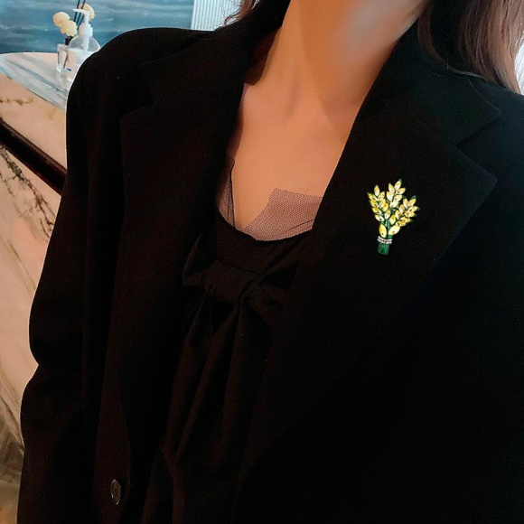 Брошь букет Мимозы