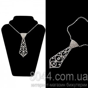 Колье Галстук с кристаллами Ажур