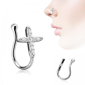 Обманка в нос Spikes Крест кристалл NOCL15