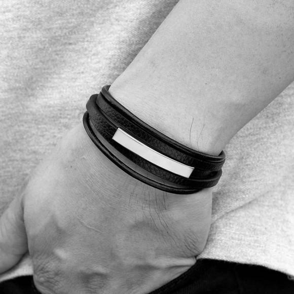 Чоловічий шкіряний браслет Фін сріблястий Чоловічий шкіряний браслет Фін сріблястий