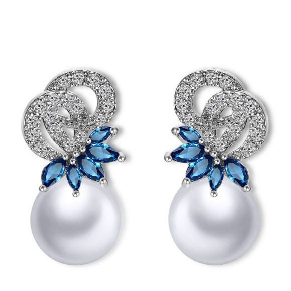 Сережки гвоздики з перлами Маріам