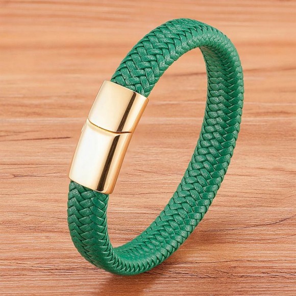 Кожаный браслет Классик зеленый