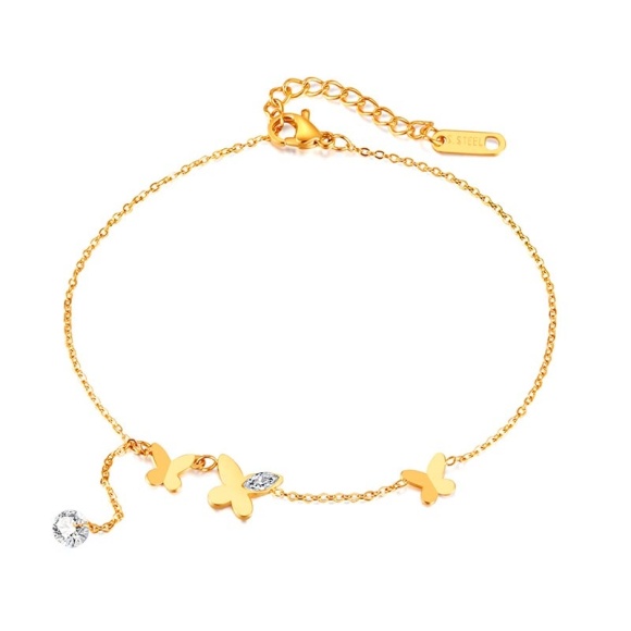 Браслет на ногу із сталі Три метелики