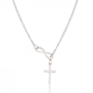 Кулон Бесконечность и крест серебристого цвета Кулон Бесконечность и крест серебристого цвета