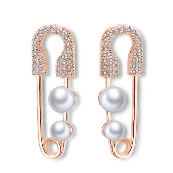 Серьги с фианитами Булавка