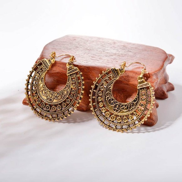 Серьги кольца Луна в бохо стиле бронзовый цвет Серьги кольца Луна в бохо стиле бронзовый цвет