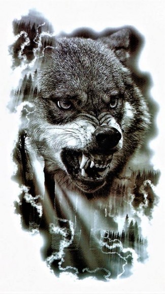 Временное тату — Лесной волк TH — 149