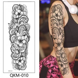Временное большое тату — Ажурные цветы QKM — 010 Временное большое тату — Ажурные цветы QKM — 010