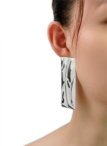 М'яті сережки Прямокутник сріблясті