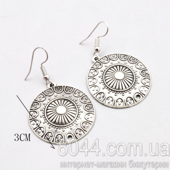 Серьги подвески Винтажные Circle