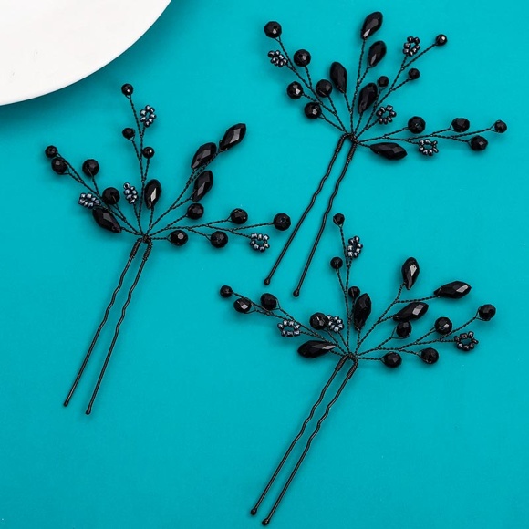 Черная шпилька для волос с кристаллами Черная шпилька для волос с кристаллами