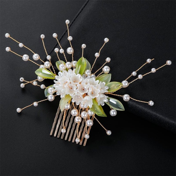 Гребінець для волосся з квітами та бусинами Гребінець для волосся з квітами та бусинами