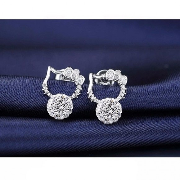 Сережки гвоздики Hello Kitty з кристалами сваровські Сережки гвоздики Hello Kitty з кристалами сваровські