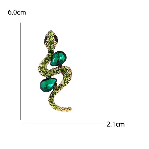 Брошка Змія два кристали Брошка Змія два кристали