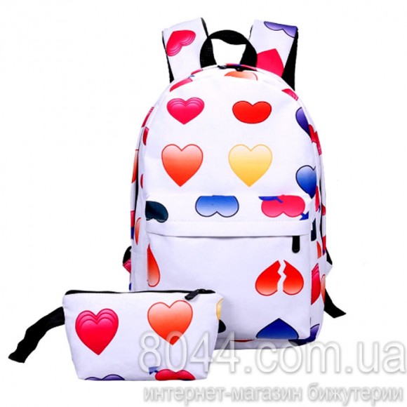 Рюкзак із серцями білого кольору