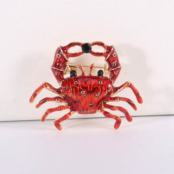 Брошка червоний краб
