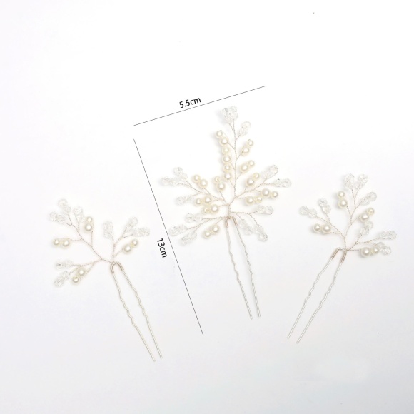 Набір шпильок для волосся з кристалами та намистинами 3 шт Набір шпильок для волосся з кристалами та намистинами 3 шт