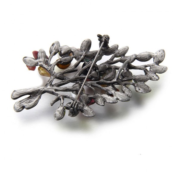 Брошка з натуральним камінням Гілочка Брошка з натуральним камінням Гілочка