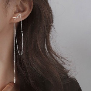 Длинные серьги цепочка крестик Длинные серьги цепочка крестик