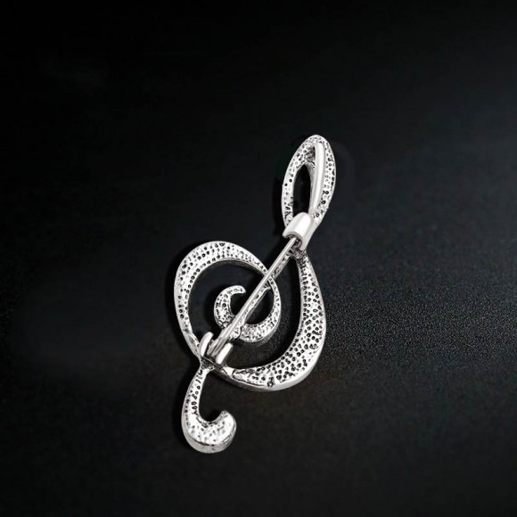 Брошь скрипичный ключ с ракушкой