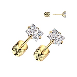Серьги гвоздики из стали Spikes SE02Q-05-GDC Серьги гвоздики из стали Spikes SE02Q-05-GDC