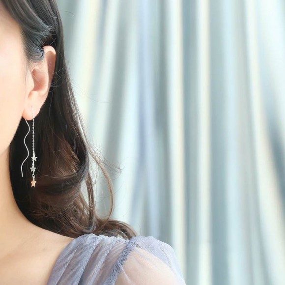 Длинные серьги цепочка Звездочки Длинные серьги цепочка Звездочки