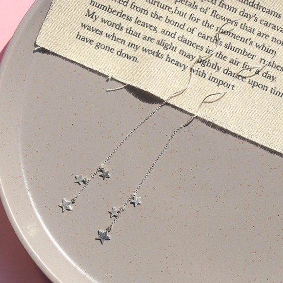 Длинные серьги цепочка Звездочки Длинные серьги цепочка Звездочки