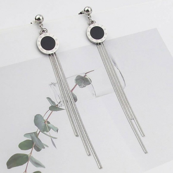 Довгі сережки з римськими цифрами Довгі сережки з римськими цифрами