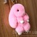 Брелок кролик из натурального меха розового цвета 20 см