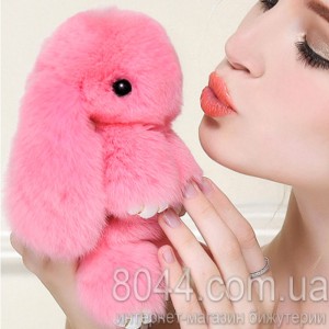 Брелок кролик із натурального хутра рожевого кольору 20 см Брелок кролик із натурального хутра рожевого кольору 20 см