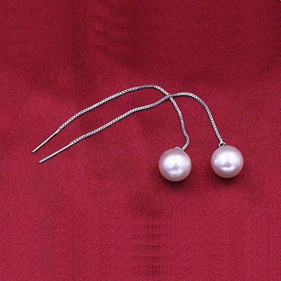 Серьги протяжки посеребрённые c жемчужиной Серьги протяжки посеребрённые c жемчужиной