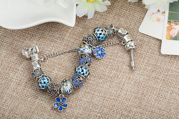 Браслет у стилі пандору Сині Квіти