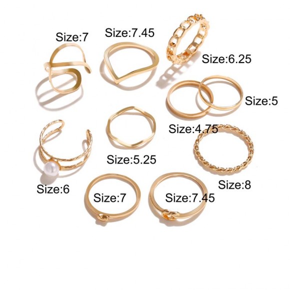 Кільця на фаланги пальців Fashion TOP (набір 10 штук)