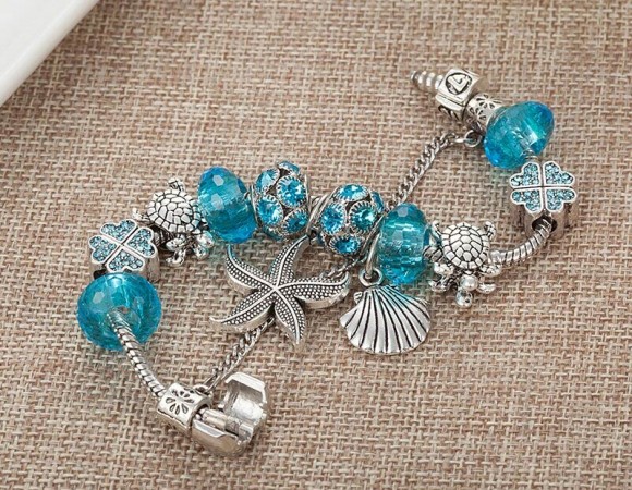 Браслет в стиле пандора Морская волна